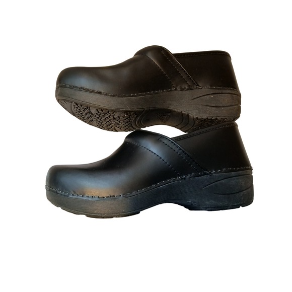 Dansko XP 20 Clogs Black Leather Slip On Comfort Shoes Women Size 38 - Picture 4 of 8